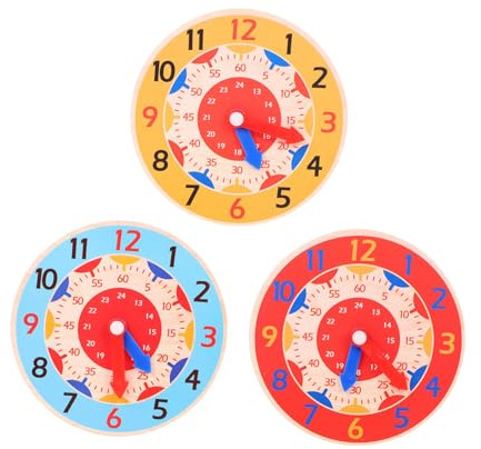 HEMOTON 3pcs Clock Toy for Boy Girl Cognitive Clock Teaching Aids for Early Educational Learning and Playtime Activities