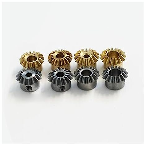 Lagerersatz 2 Stück Stahl/Kupfer 0,8M 15T 0,8 Modul 15 Zähne 1:1 Kegelrad Winkelgetriebe for 3 4 5 6 mm M3(Steel,Bore 5mm)