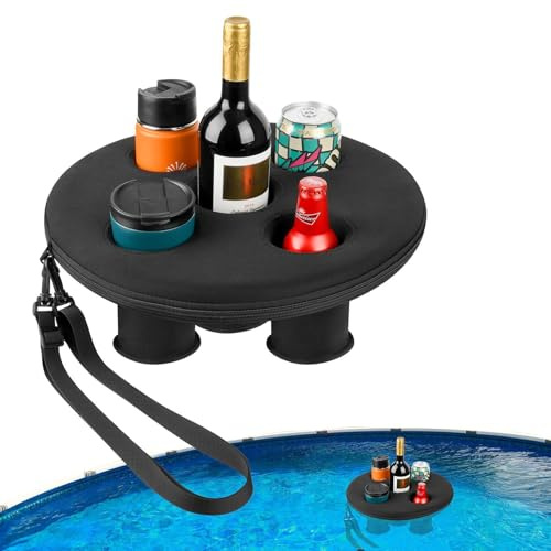 Pool Floating Tray Cup Holder, Hot Tub Drink Holder, Floating Drink Holder, Drink Holder Float With 5 Holes, Inflatable Pool Beverage Holder Tray, Outdoor Patio Hot Tub Accessories And Supplies