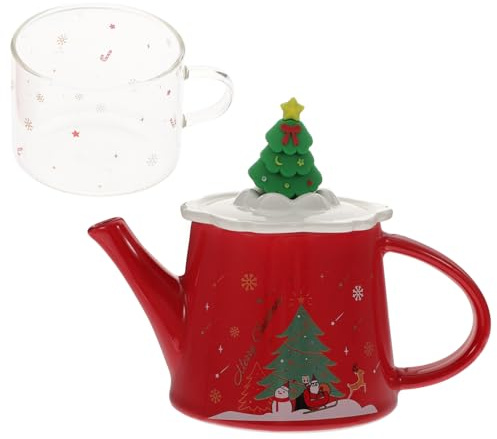 JECOMPRIS Teiera Natalizia in Ceramica Tazza Da Tè in Stile Vintage Per Uso Domestico Ufficio Hotel Per Regali Di Natale Per Familiari e Amici