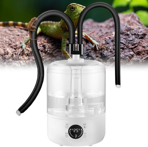 Kensbro 4L Reptilien Luftbefeuchter, Terrarium Nebelmaschine mit Fernbedienung, Leiser Ultraschall Fogger Nebelmaschine mit Doppeldüse, Vernebler Terrarium für Reptilien, Amphibien, Nasspflanzen