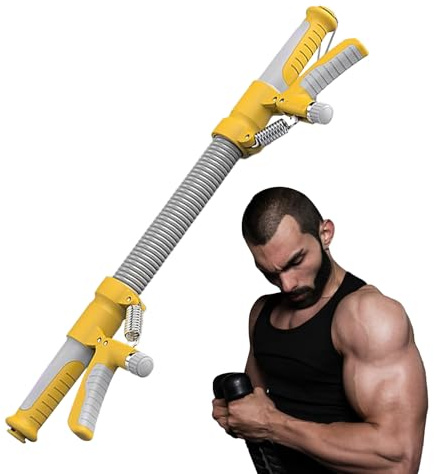 Entrenador de brazo ajustable, extensor de pecho de doble función, resistencia de 10 niveles con agarre seguro, pinza de mano portátil de acero, equipo de fitness con diseño ergonómico, con