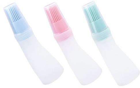 CATIEBYE Botellas de Aceite de Silicona con Cepillo y Tapa Transparente, Set 3 Piezas (nordico Rosa, Azul, Verde), Anti-fugas, Apto para Barbacoa y Cocina en Hogar, Restaurante y Buffet