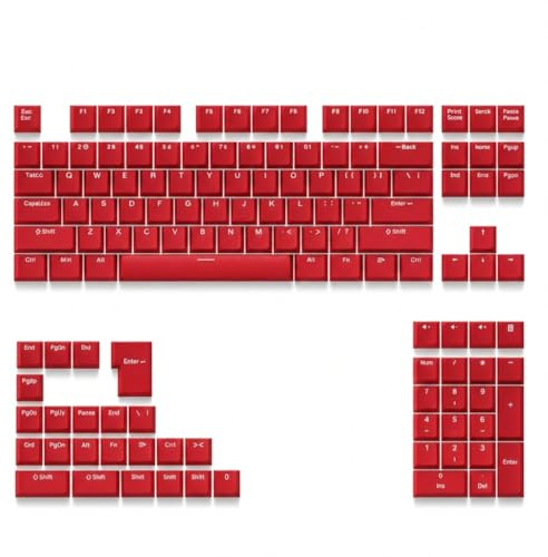 131 Keys PBT Keycaps Set, OEM Profile Double-Shot Injection Keycaps with Translucent Characters, PBT Backlit Keycap Set for 61/68/75/84/87/98/104 Layout Mechanical Keyboards (red)