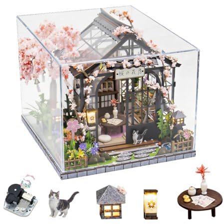 Diymnhaus - Kit de casa de muñecas en miniatura, estilo japonés, invernadero, modelo arquitectónico, kit de montaje de madera para adultos, adorno decorativo romántico (B)