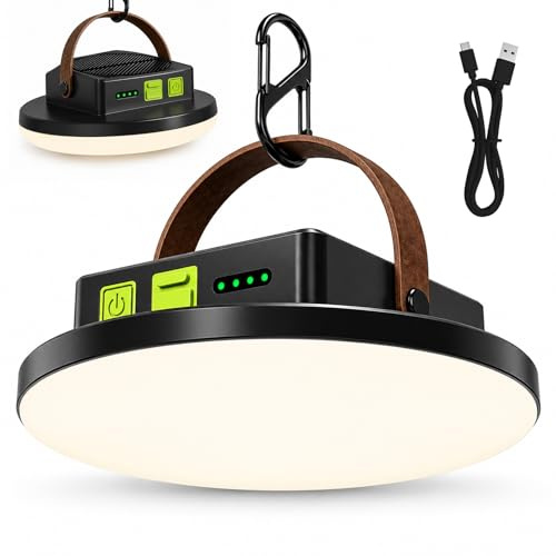 Campinglampe Solar 7200mAh, Aufladbar LED Zeltlampe mit 50 m² Beleuchtungsfläche, 4 Modi, IP65 Wasserdicht, Tragbar für Camping, Wandern, Notfälle & Stromausfälle – Solar & USB Ladeoptionen