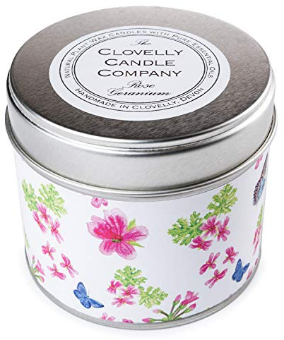 Clovelly Soap Co Handmade Natural Scented Rose Geranium Aromatherapy Soy Wax Vegan Tin Candle