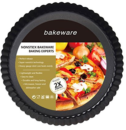 Tart and Quiche Pan，9 inch Bakeware Nonstick & Quick Release Coating Loose Bottom Quiche Tart Pan, Tart Pie Pan, Round Tart Quiche Pan with Removable Base Christmas