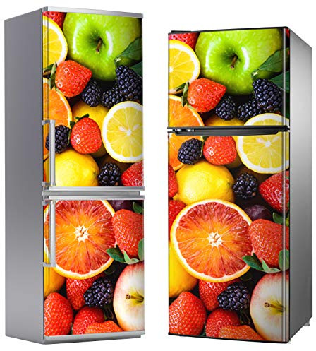 MEGADECOR Adesivo decorativo per frigorifero con motivo a sfondo di frutta (185 cm x 60 cm)