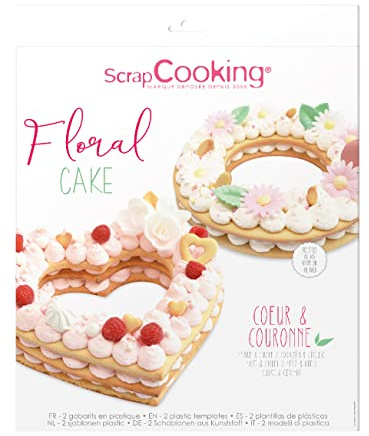 ScrapCooking - Floral Cake - Schablone für Herz und Krone Kuchen, Number Cake Stil - Für Geburtstage, Feiern - Backzubehör Form - 3916