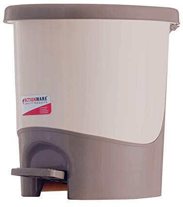 ACTIONWARE Plastic Pedal Bin 5L Waste Rubbish Bin Small Paper Bucket Basket Insert Round Garbage Trash Can Kitchen Household Bathroom Bedroom Office Dustbin 5 Litre (Taupe)