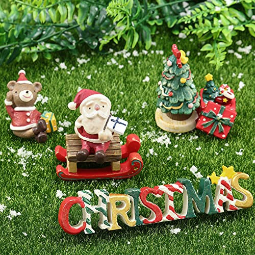 Weihnachts-Aquarium-Dekoration, kreatives Aquarium, Harz, Ornament, Xmas Serie, Landschaftsbau, Dekor, Weihnachtsbaum, Weihnachtsmann, Bär, Schlitten, Aquarium (schöner Stil, 6 Stück)