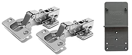 LOOTICH 110 Grad Mittelanschlag 35mm Soft Close Hydraulisch Automatikscharniere Scharnier mit Dämpfer und Kreuzplatten Topfscharnier für Küchenschrank Kleiderschrank Schranktür Möbel 2 Stück