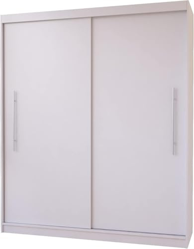 Fabryka Mebli Idźczak Schwebetürenschrank 203x218x58 cm mit laminierter Möbelplatte 16 mm & ABS-Kante - Metallführungen Rollenlager für platzsparende Aufbewahrung Schlafzimmer & Garderobe