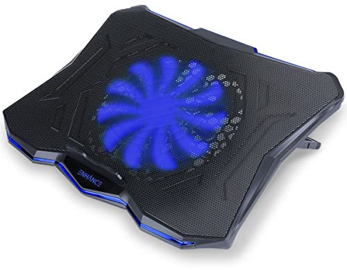 ENHANCE Support Refroidisseur PC Portable, Plaque de Refroidissement de 1 Ventilateurs avec LED Bleus et 2 Ports USB - Compatible avec Ordinateur Portable et Notebook de 17 Pouces - Dim: 40 x 30.4 cm
