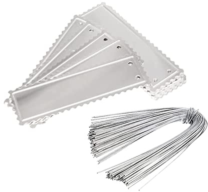 Sanmum Lot de 100 étiquettes de plantes en aluminium pour pot de fleurs - Marqueurs étanches avec fils métalliques pour intérieur et extérieur, crèche, serres (petit, bord ondulé)