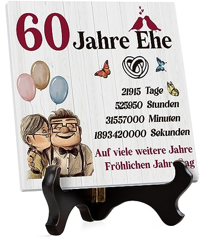 Diamantene Hochzeit-Acryltafel, 60 Jahrestag Geschenk für Ihn Sie, 60 Geschenk zum Jahrestag für Ihn, Diamantene Hochzeit Deko, Hochzeitstag Geschenke für Männer Frauen, Geschenk zum 60. Jahrestag
