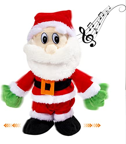 SdeNow Gehender Weihnachtsmann,Singender Tanzender Musikalischer Twerking Wackel Weihnachtsmann Animiertes Elektronisches Weihnachtsmann Spielzeug,12 Zoll