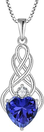 FJ Unendlichkeit Keltischer Knoten Kette Damen 925 Sterling Silber Geburtsstein Anhänger Irischer Glücksschmuck Geschenke für Frauen Mutter Freundin Mama