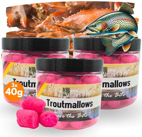 Zite Fishing Troutmallow-Set | 3x40g Marshmallow Forellen-Köder | Intensives Aroma & leuchtende Farben | Ideal fürs Forellenangeln