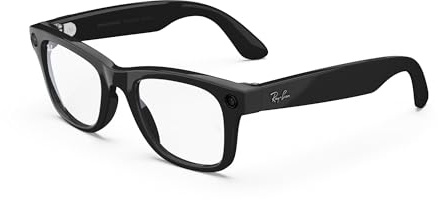 Ray-Ban Meta (Gen 1), Wayfarer, Shiny Black | Smart AI Glasses for Men, Women — 12 MP Ultra-Wide Camera, Open-Ear Speakers for Audio, Video Recording and Bluetooth — Clear Lenses — Wearable Technology
