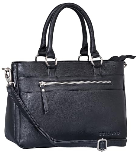 STILORD Frauke Organisierte Leder Handtasche Damen Umhängetasche Vintage Schultertasche Shopper Messenger Tasche Ledertasche Bürotasche Henkeltasche Echtleder Farbe:porto - cognac
