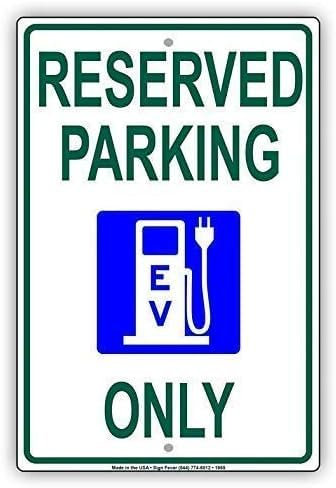 Bioprocess Reserved Parking Ev Electrical Vehicle Only Charging Station Warning Caution Notice Sign Vintage Metal Sign 8x12 inches