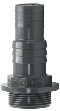 HAF 1x PVC Druckschlauchtülle mit 32mm 38mm x 1 1/2 | Schlauchtülle x Außengewinde | Schlauchverbinder aus grauem PVC-U | PN16 für Poolfitting, Pool, Schwimmbad, Poolverrohrung, Druckleitung