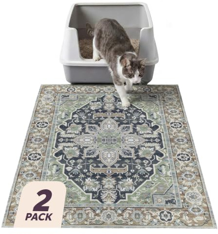 Lovewag Cat Litter Mat, Litter Box Mat, Sage Forest, 36x48, 2 Pack