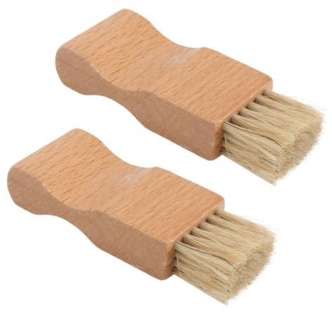 SAFIGLE 2pcs Wood Shoes Brush for Cleaning Polishing and Easy to Handle for Seam Care and Maintenance of Footwear