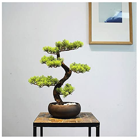Künstlicher Bonsai-Baum Künstlicher Bonsai-Baum, 35,6 cm große künstliche Zimmerpflanzen im Topf, wunderschöne Kiefern-Bonsai-Pflanze, gefälschte Bonsai-Baumpflanzen for die Gartenbalkon-Dekoration Bo