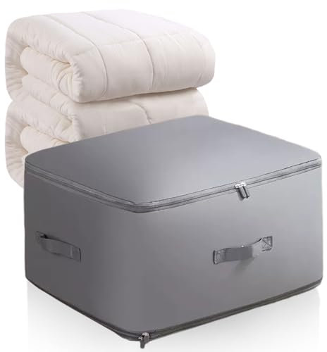 Super Platzsparender Selbstkompaktierender Organizer, 2024 Upgrade KomprimierenderBeutel, Groß Aufbewahrungstasche Packing Cubes Organizertaschen für bettdecken Kleidung (Grau, L# 52x42x30CM)