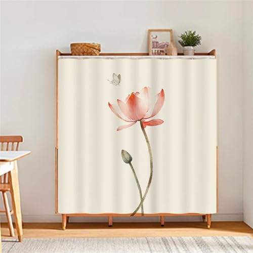 BESTORI Schrankvorhänge für Kleiderschrank Küche Privatsphäre Gardine Staubdichter Vorhang mit Klettband für Regale, hängende Tür, Stil 2, 70cm x 140cm