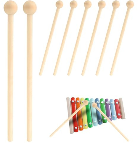 FERCAISH 8 Stück Holzschlägel, Mallet Drumsticks Chime, Holz Marimba Schlägel, Glockenspiel Schlägel Klangstäbe, für Xylophon, Holzblock Glocken Yoga Anfänger Erwachsene