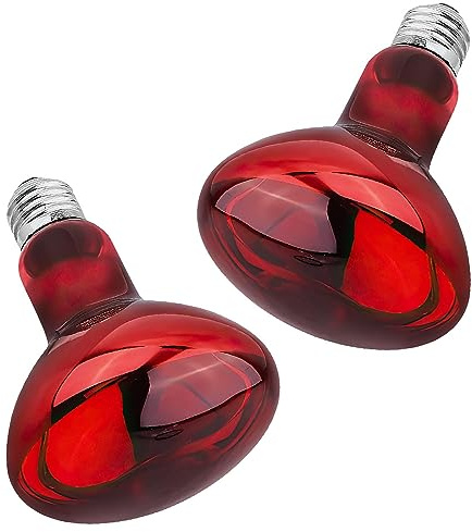 SKIKHN Lampada Infrarossi Riscaldante, 2 Pezzi 100W Reptile Lampade Riscaldante, E27 Lampade Infrarossi, Lampada per Tartarughe di Terra, Lampadine Riscaldanti per Tartarughe Lucertole, Rettili