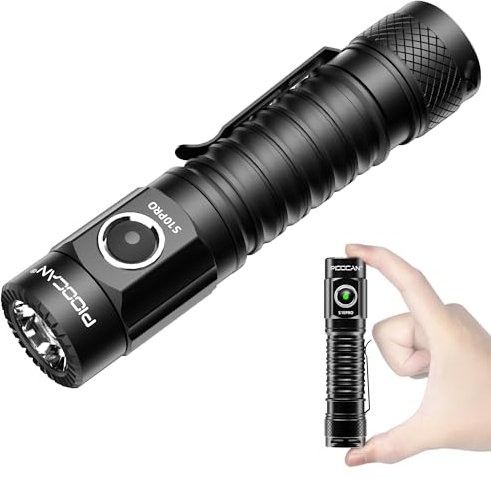 PIOOCAN S10Pro Klein Taschenlampe,EDC Taschenlampe 2500 Lumens LED Aufladbar,Mini Taschenlampen IP68 Wasserdicht Extrem Hell für Outdoor Camping Notfäll Wandern