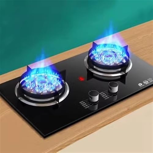 Fornello A Gas Doppio 5.2KW - Fornello A Gas In Vetro Temperato, Cucine A Gas Da Tavolo E Da Incasso, Fornello A Gas Due, Regolazione Multipla Della Potenza Fuoco, Tipi Protezione Sicurezza(LPG)