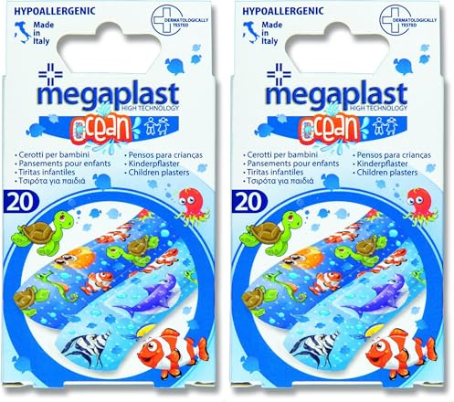 Kit 20 cerotti per bambini misura 6x2 cm, cerotto dermatologicamente testato ipoallergenico, 20 cerotti colorati animati per bambini con garza neutra antiaderenti,cerotto bimbi varie fantasie colorate