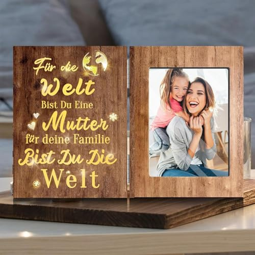 SUOPDH Geschenke für Mama, Personalisiert Bilderrahmen LED Mama Geschenk zum Geburtstag, Weihnachten, Muttertag -Geburtstagsgeschenk für Mutter von Tochter Sohn
