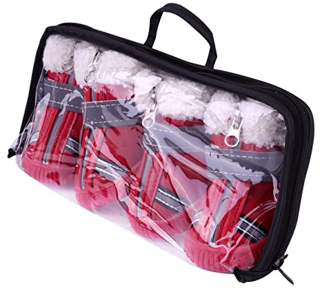 DRESSOOS 4stücke Hundeschuhe Für Chihuahua Und Welpen Anti-rutsch-Schuhe Aus Baumwolle Mit Pfotenschutz Geeignet Für Schnee Und Drinnen Outdoors