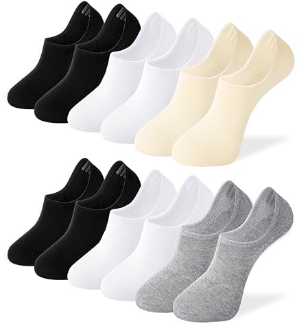 Gendewiner Plain Cotton Trainer Socks 4-7 for Womens Ladies 6-8 No Show Sizes 9 Ankle Socks 3-5 Low Cut Short Non Slip Liner Seamless Athletic Casual Invisible White Black Beige Grey Multipack