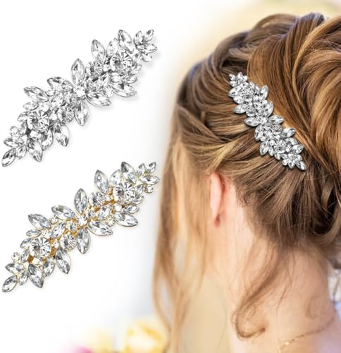 SHSMPXOY 2 PCS Fermagli per Capelli Strass Perle Forcine con Cristalli Glitterati Accessori per Capelli Matrimonio Barrette Forcine Fermaglio Ragazze per Acconciature Mollette di Strass (Diamanti)