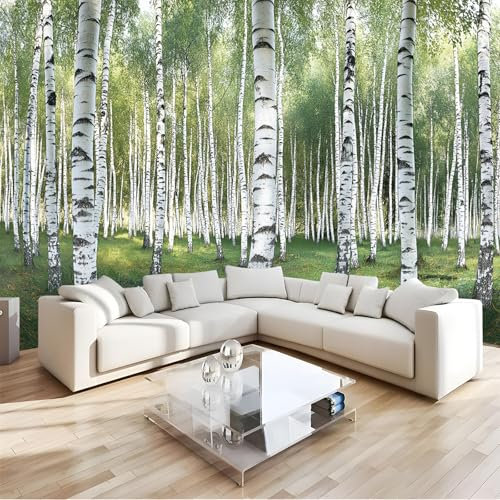 Tapete Zum Abziehen Und Aufkleben, Birkenwald, Entfernbare Tapete, 200 X 140 Cm, Für Mieter, Heimwerker, Natürlicher Wald, Selbstklebende Wanddekoration, Kontaktpapier Für Schlafzimmer Und Wohnzimmer