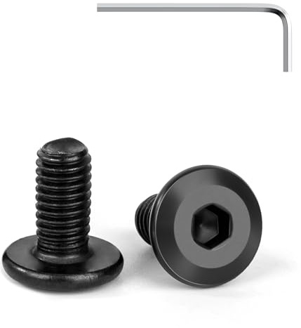 Tunejoy 20 Pièces Vis à Tête Plate M5 x 10 mm Noir Vis à Six Pans Creux en Acier Inoxydable A2 V2A Boulons de Meubles Hexagonale avec Clé Allen Filetage Complet