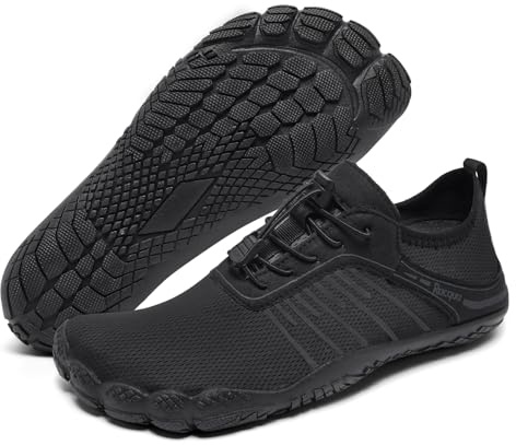 Racqua Wasserschuhe Herren Damen Aquaschuhe Schwarz EU43 schnell trocknend Anti-Rutsch-Strand Schwimmschuhe Barfuß Pool Rudern Schuhe