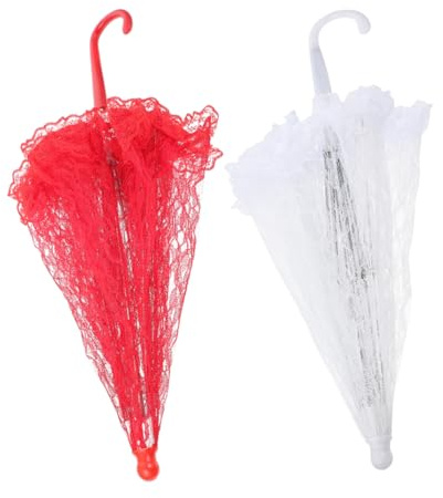 GAROZATION 2stücke Kleiner Spitzenschirm Für Hochzeit Festivalschirm Mit Spitze Dekorativer Sonnenschirm Für Mädchen Als Requisite Für Tanz Und Fotografie