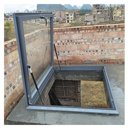 Botola Da Tetto Lucernario da tetto in lega di alluminio, grande finestra da tetto con doppio vetro temperato, portello di accesso versatile per soffitta/veranda, resistente alla pioggia(80x55cm/31.5x