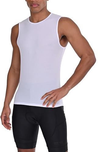 TCA Men's Cycling Jersey Mens Cooling Vest – Cooling Vests for Men, Super Breathable See-Through Mesh Sleeveless Top – Biking Gear Tight Fit Baselayer- White, M