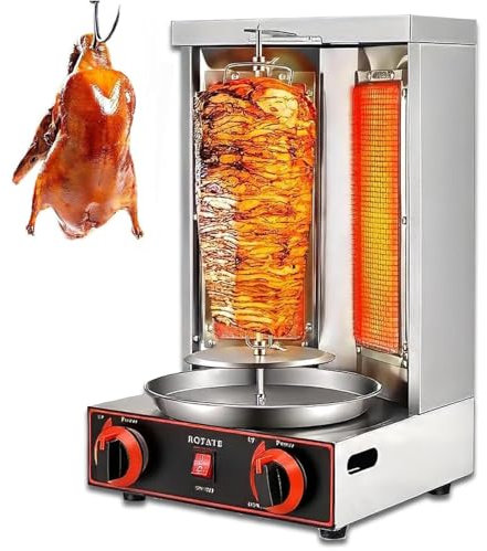 Vertical Kebab Machine, Auto-Rotate Kebab Grill, Gas Rotisserie Oven for Commercial and Home Use, Kebab Maker with 2 Burners