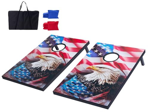VEVOR Cornhole Spiel Set (920 x 600 x 241 mm) Cornhole-Spielbretter, tragbares Wurfbrett aus MDF-Holz, Cornhole-Spiel für Erwachsene, inkl. 8 Sitzsäcken & Tragetasche, für Garten Hinterhof Strand